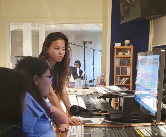 Student in the recording studio