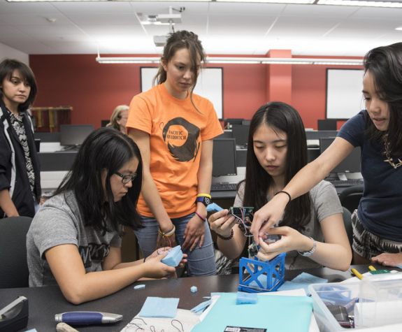 Engineering students in the lab
