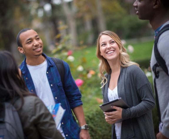 Graduate students gather on University of the Pacific's Stockton campus