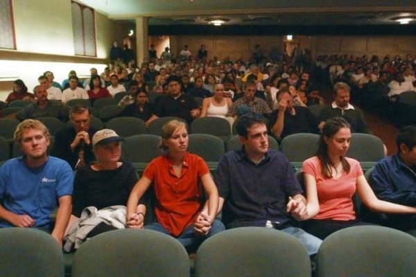 (Photo: The Record/Clifford Oto) University of the Pacific students gathered for a community discussion the afternoon of the Sept. 11, 2001 terrorist attacks.