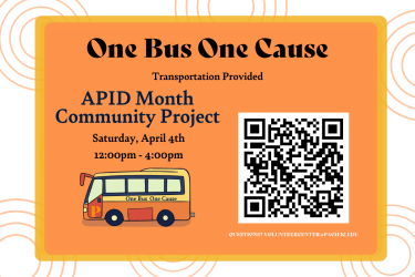 Community Event Volunteer Opportunity!  Join us on April 4 from 12 p.m. to 4 p.m. at the Cambodian New Year community event  for hands-on community service. The Volunteer Center will provide transportation to and from the event site.   Register today!  Contact the Volunteer Center at volunteercenter@pacific.edu with any questions.  Serve with heart. Serve with Pacific.