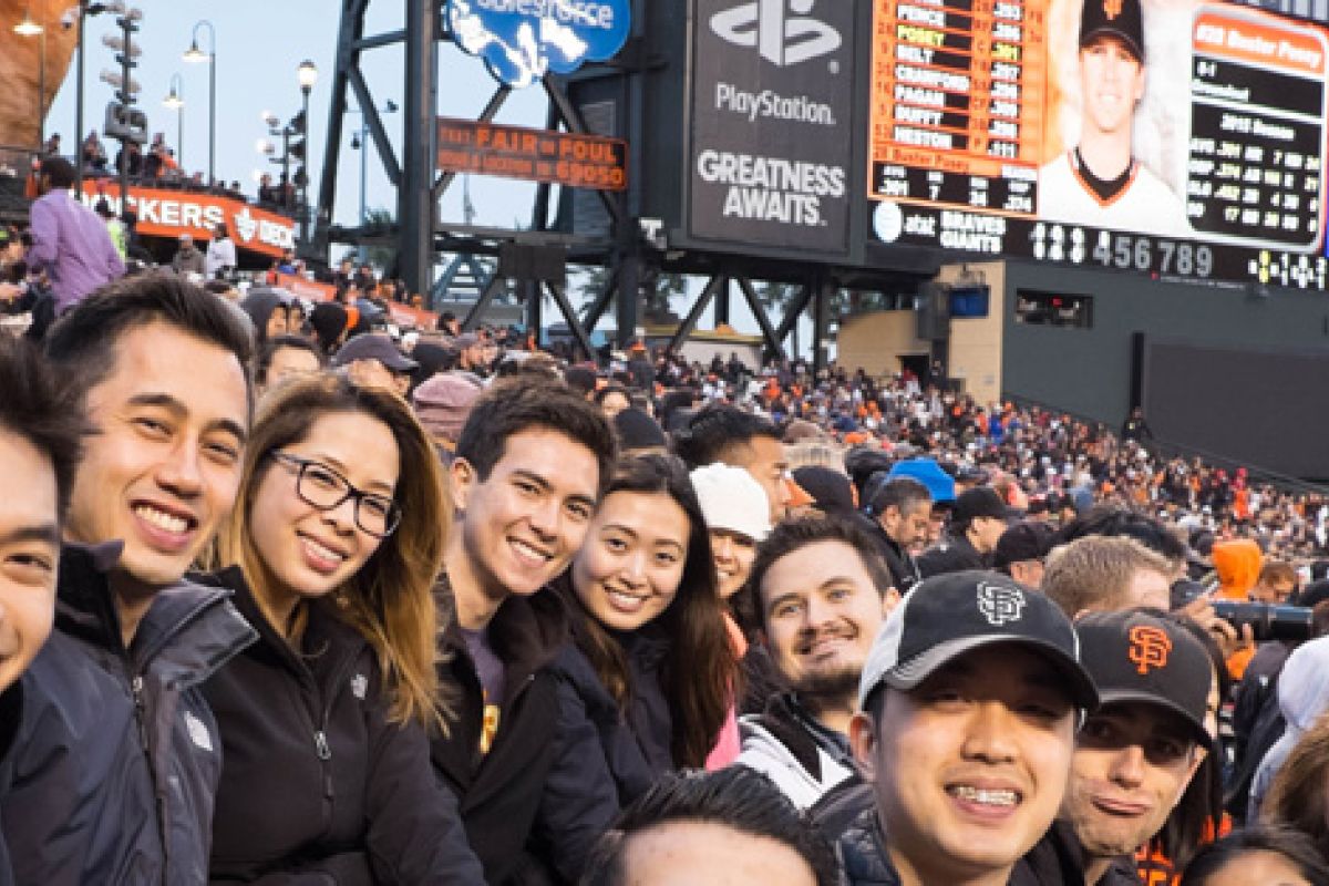 students at a baseball game