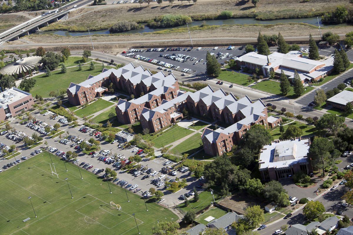 Chan family and Monagan Halls arial photo
