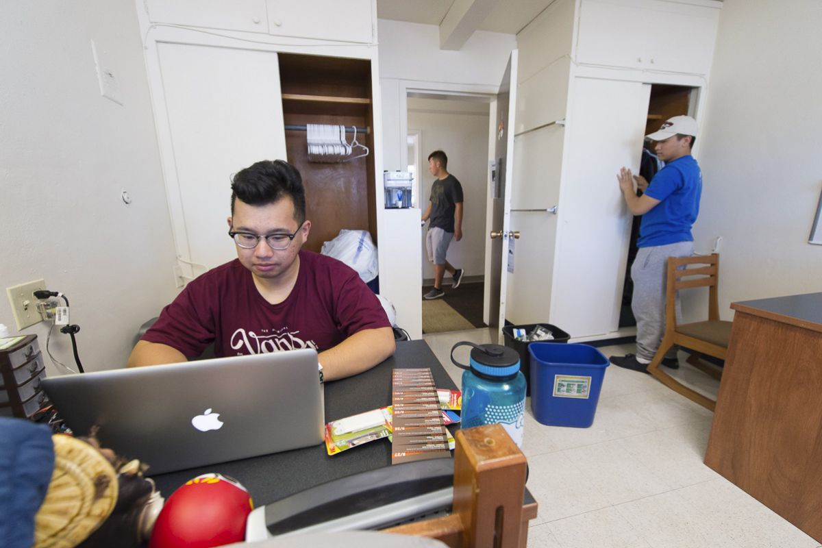 Students in dorm room