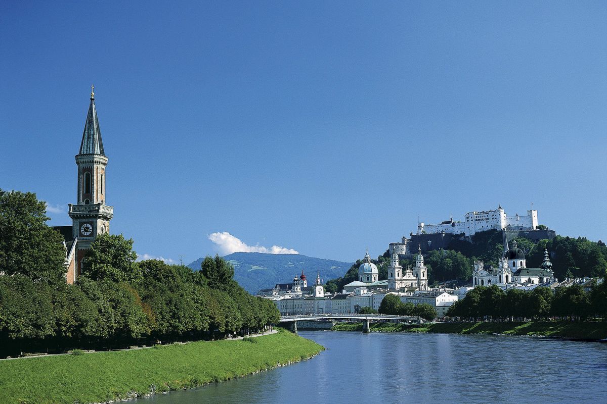 the river running through salzburg, austria