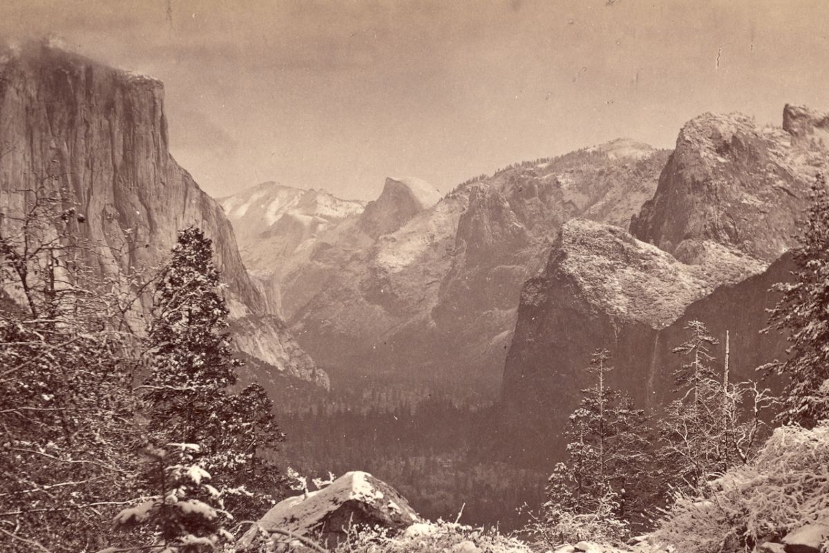 a sepia photo of Half Dome