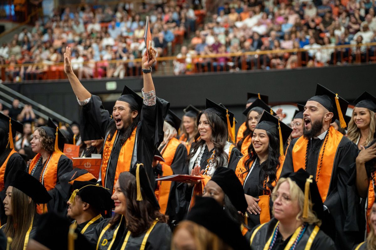 students at commencement