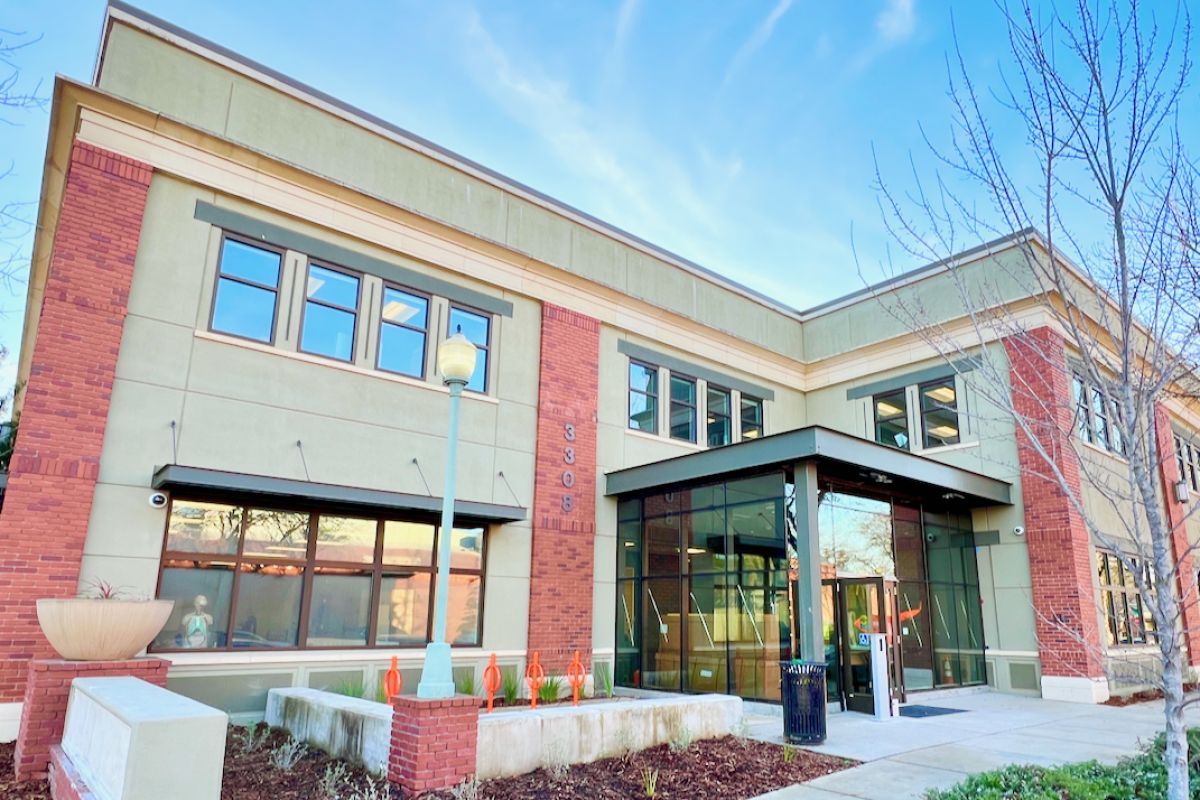 The front side of the CPAE Building on the Sacramento Campus