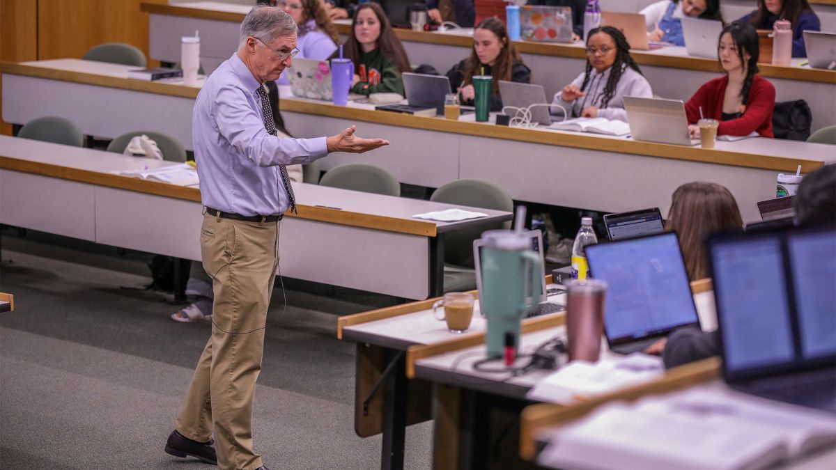 a professor teaches a law class