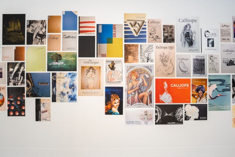 A collage of the covers of the past editions of the Calliope publications