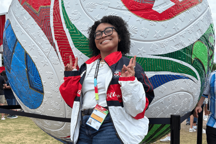 Ifela Hayes ’19 poses at the World Cup