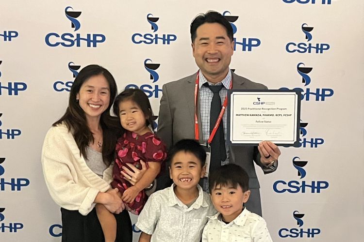 Pharmacy alumnus Matthew Kamada with his family at the 2025 CSHP Seminar