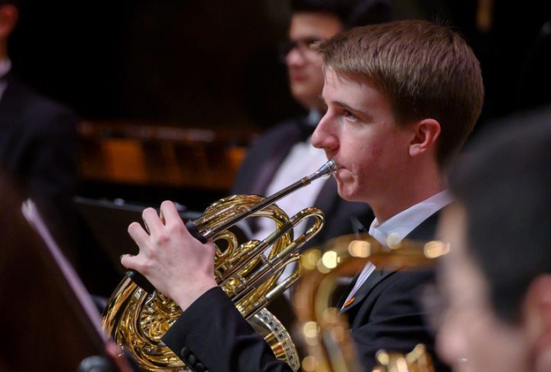 Braydon Ross tied for first in a national college horn competition