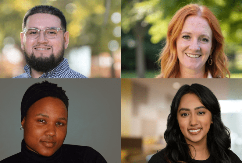 A collage of four people