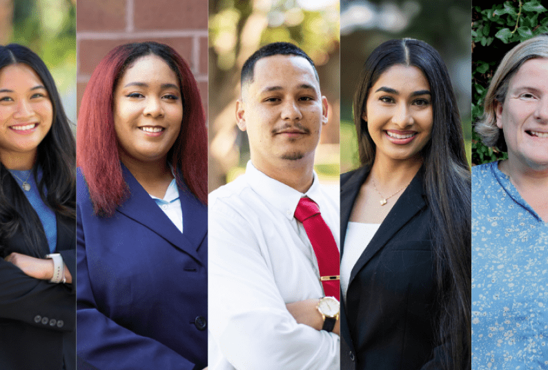 headshots of 5 students