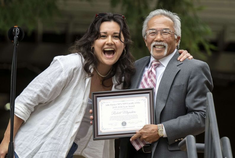professor with student