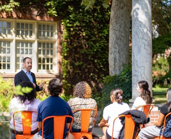 students taking a class outside at University of the Pacific