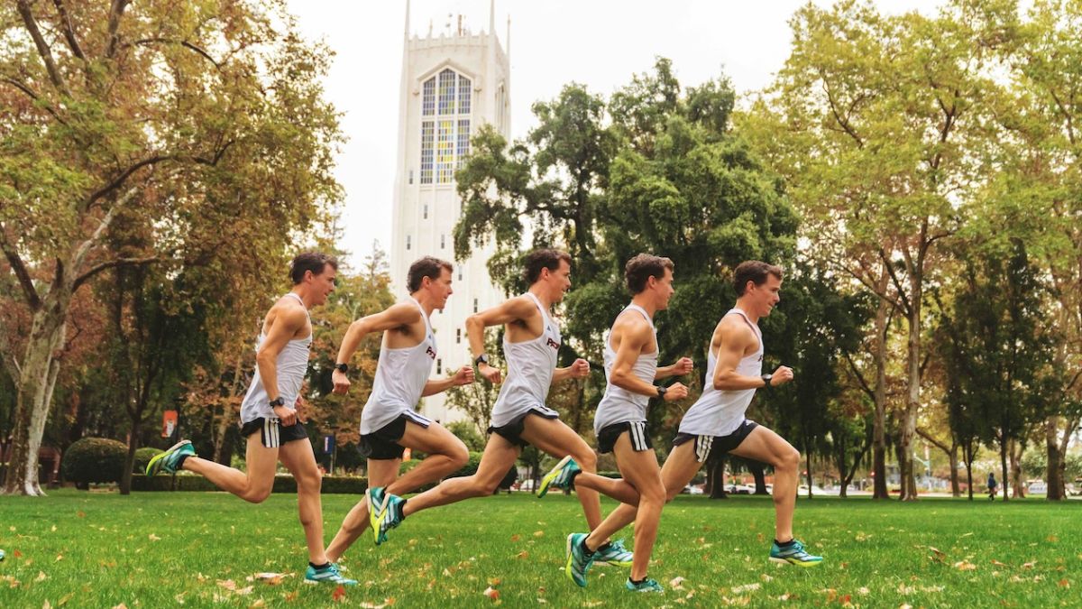 a stop motion photo of a male runner
