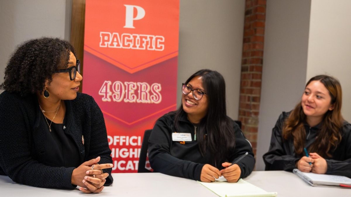 Christina Jefferson, senior director of inclusion and culture for the San Francisco 49ers, talks to Pacific students