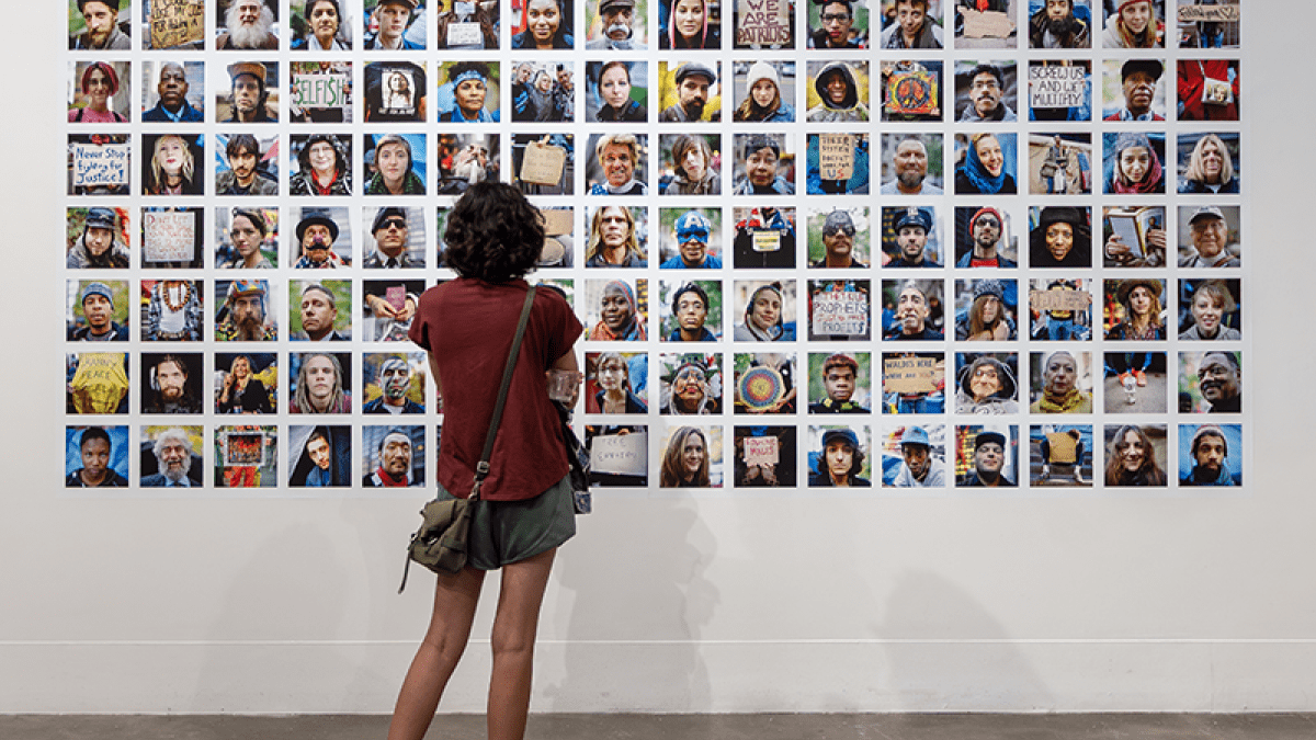 Student viewing exhibition